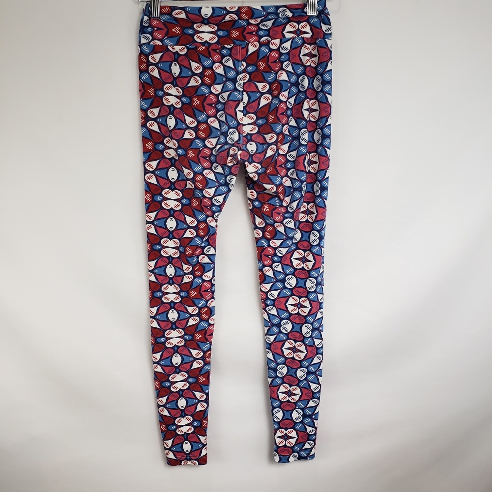 LuLaRoe Blue Pink Teardrop Leggings - Picture 3 of 4